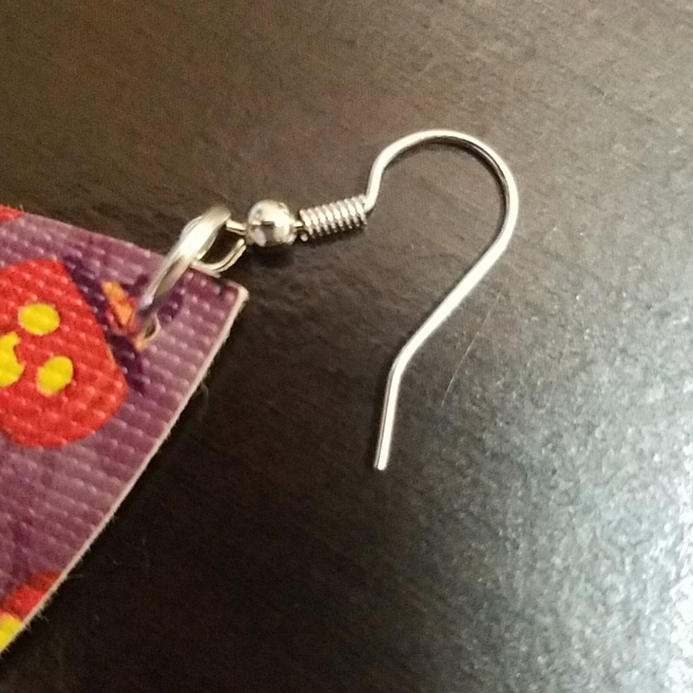 Handmade Faux Leather Witch Pumpkin Earrings - Picture 3 of 3